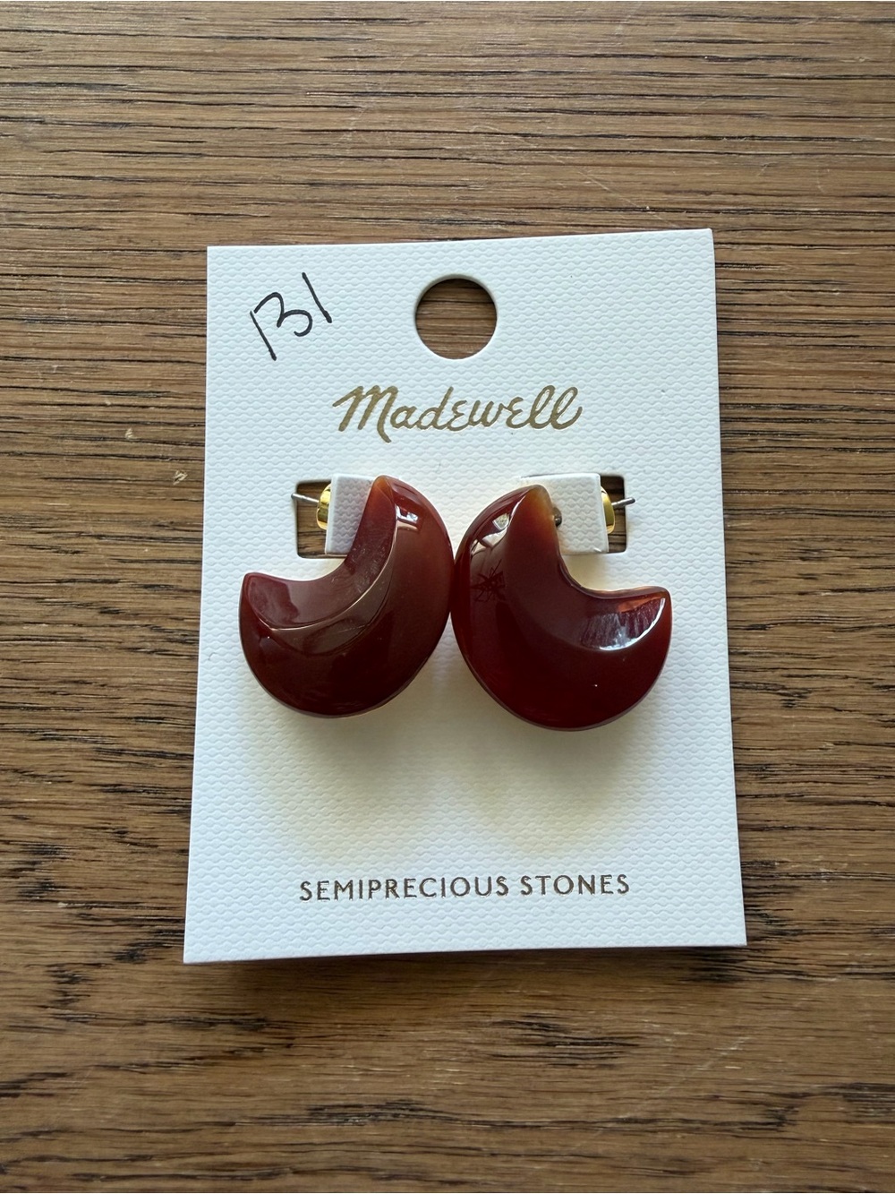 Madewell Burgundy Crescent Semiprecious Stone Earrings